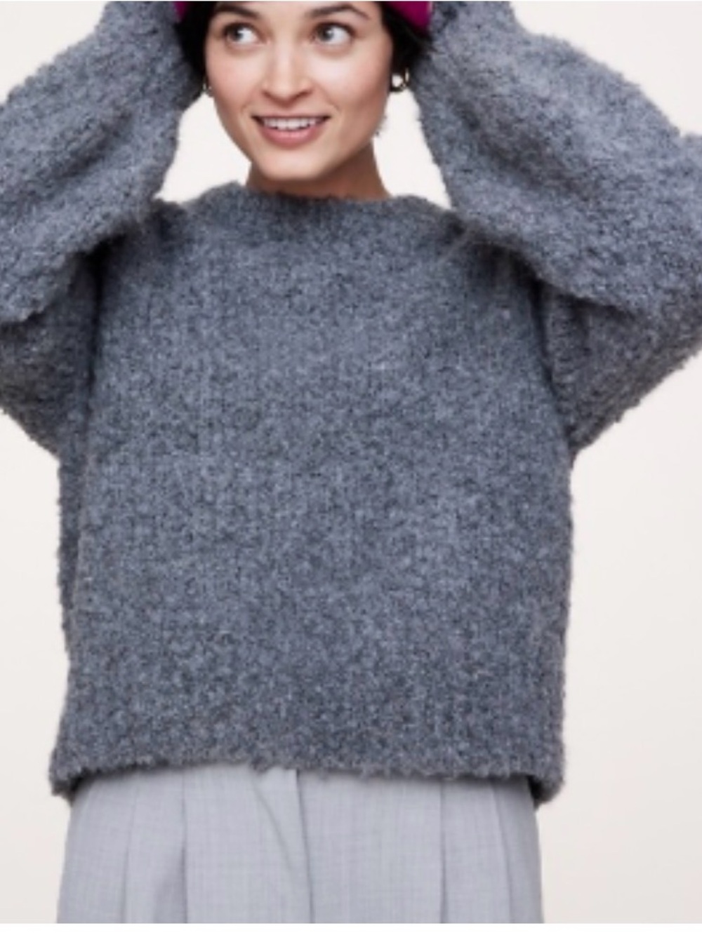 Banana Republic Gray Bouclé Crewneck Sweater